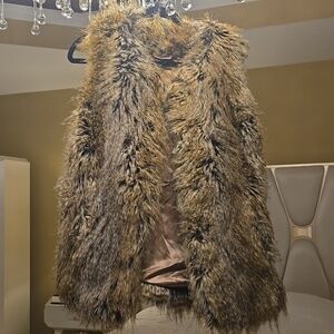 Trina Turk Luxurious Faux Fur Vest in Brown